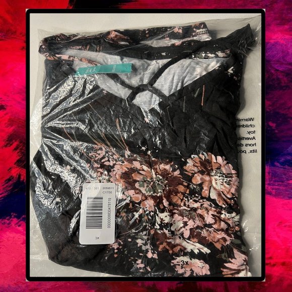 Maurice's Plus Size 24/7 Flawless Floral Knot Hem Tee 3X - Picture 6 of 11